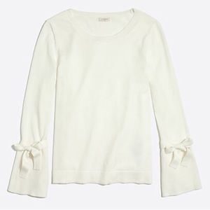 J.Crew Factory Bell Tie Sleeve Sweater, Cream, XXS
